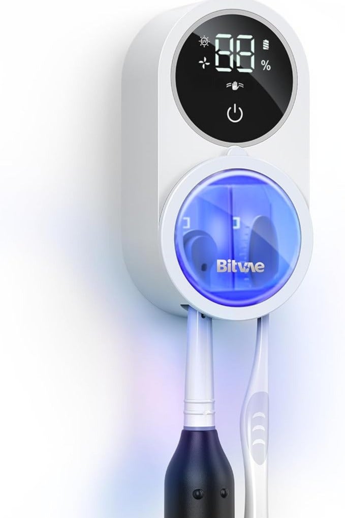 Bitvae Toothbrush Cleaner & Toothbrush Holder, Cleaning and Air Drying, LED Smart Screen, Rechargeable Wall Mount Toothbrush Holder for Bathrooms - Image 5