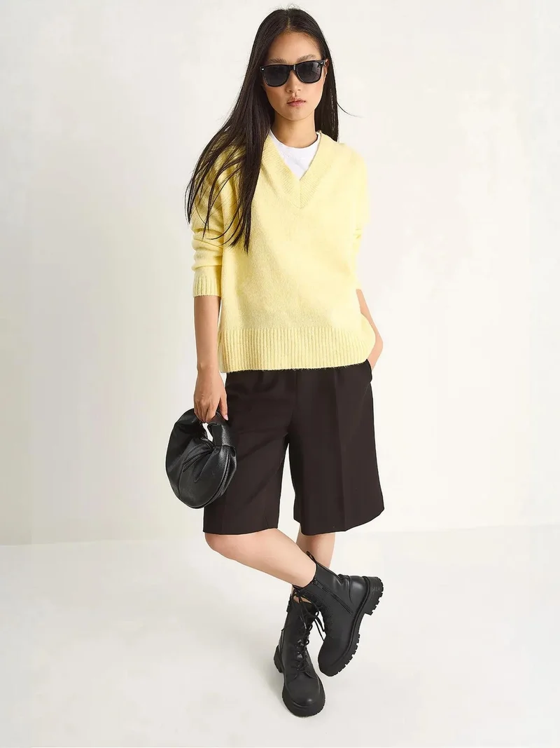 Bianco Lucci LUCCI V-Neck Long Sleeve Sweater