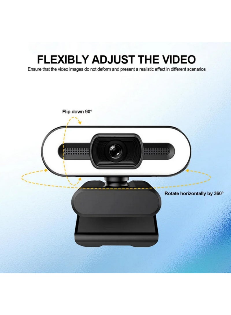 1pcs 4K Webcam with Autofocus Full HD Webcam for PC Laptop Streaming Rotatable Computer Camera with Built-in Microphone Fill Light for YouTube Live Broadcast Video Conferencing - Image 4
