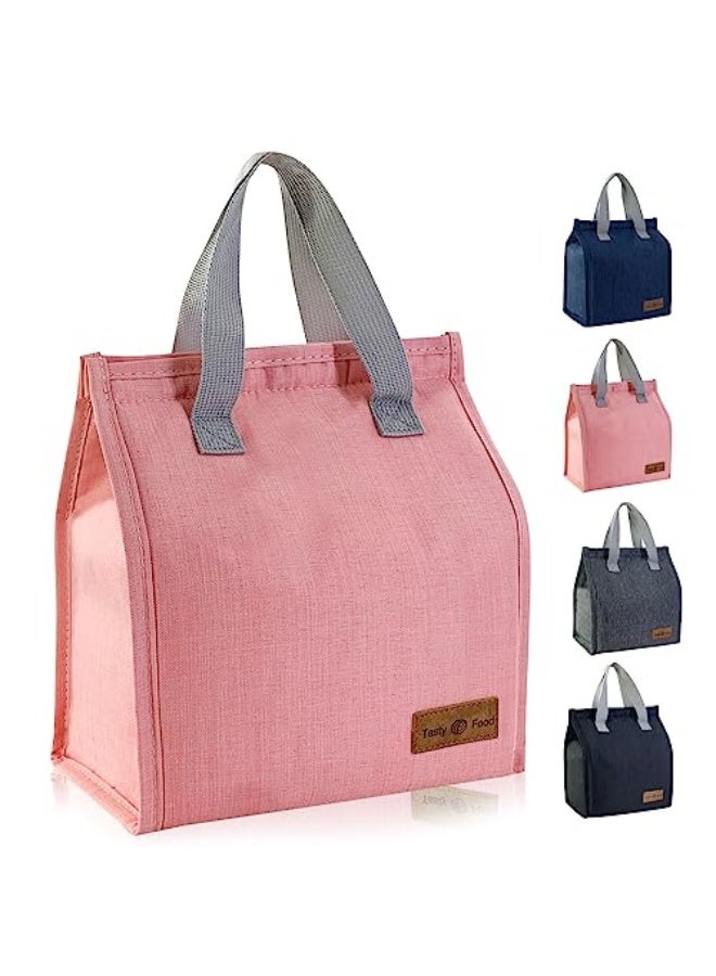 Mziart Mziart Minimalist Lunch Bag, Reusable Insulated Bag for Women Men Box Container Leakproof Simple Bento Tote Adults Cooler Work Office Picnic or Travel (Pink) M23HK-LB-005-JJ - Image 1