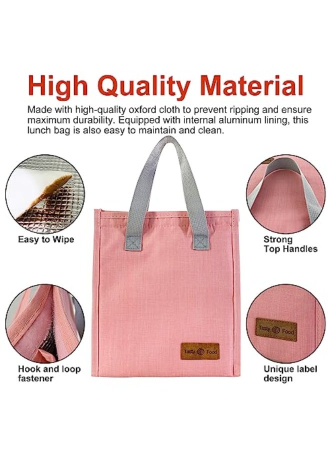 Mziart Mziart Minimalist Lunch Bag, Reusable Insulated Bag for Women Men Box Container Leakproof Simple Bento Tote Adults Cooler Work Office Picnic or Travel (Pink) M23HK-LB-005-JJ - Image 5
