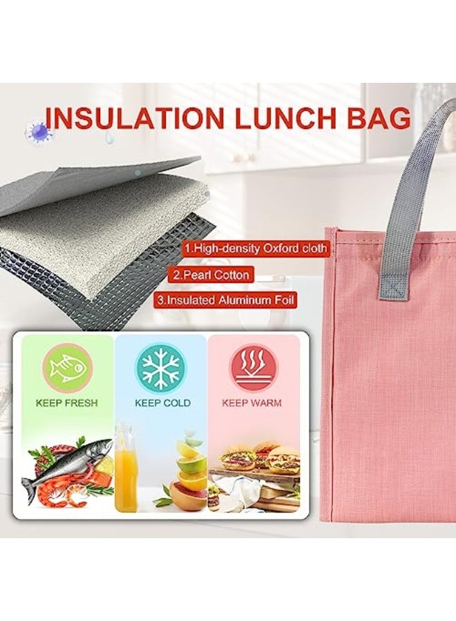 Mziart Mziart Minimalist Lunch Bag, Reusable Insulated Bag for Women Men Box Container Leakproof Simple Bento Tote Adults Cooler Work Office Picnic or Travel (Pink) M23HK-LB-005-JJ - Image 3