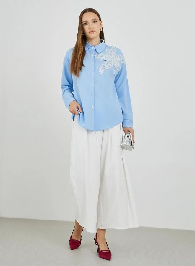 Take Two Take Two Embellished Spread Collar Long Sleeve Shirt