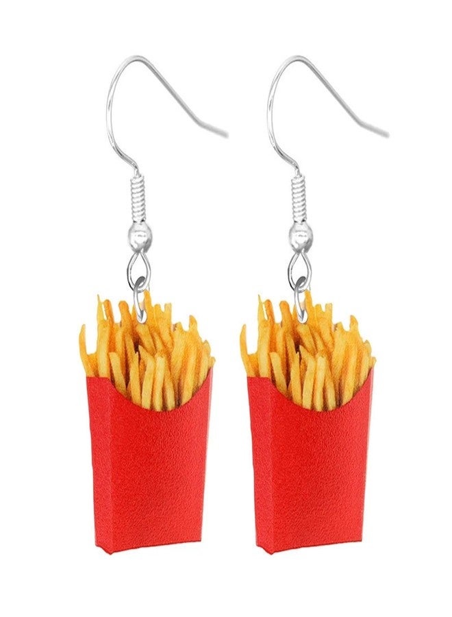 Imitation Food Earring Fries Hamburger Dangle Earrings Taco Bread Cookies Earrings for Women-Fries