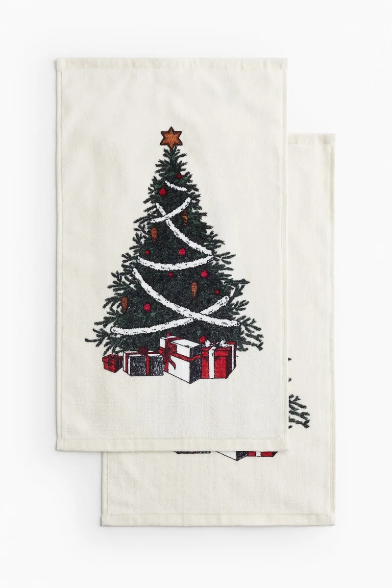 H&M 2-pack motif-detail velour guest towels