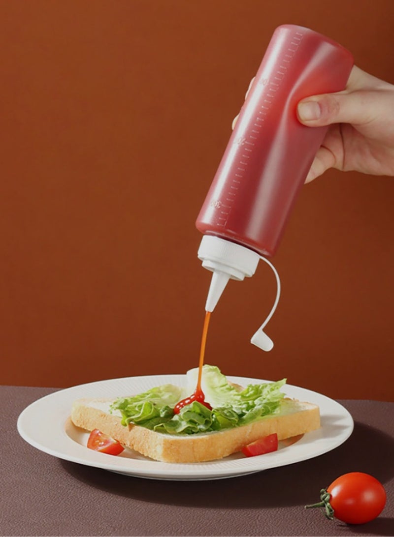 Jingke Condiment Squeeze Bottles with Screw Caps, Leak Proof - Perfect for Ketchup, Mustard, Syrups, Sauces, Relishes, Oils - Pack of 4 - Image 4