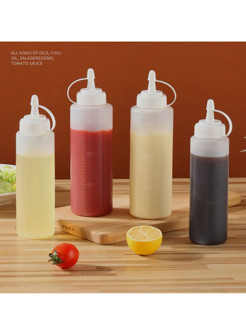 Jingke Condiment Squeeze Bottles with Screw Caps, Leak Proof - Perfect for Ketchup, Mustard, Syrups, Sauces, Relishes, Oils - Pack of 4 - Image 5