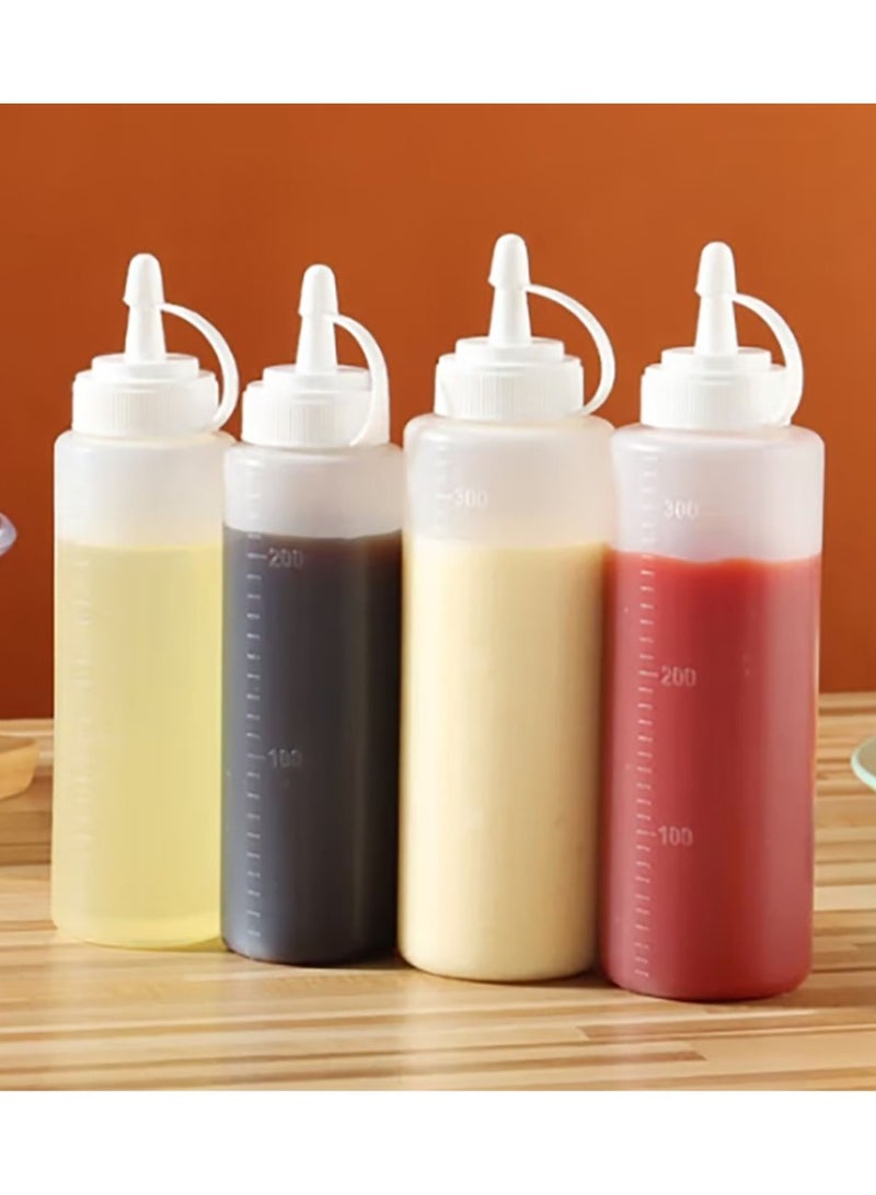Jingke Condiment Squeeze Bottles with Screw Caps, Leak Proof - Perfect for Ketchup, Mustard, Syrups, Sauces, Relishes, Oils - Pack of 4 - Image 1