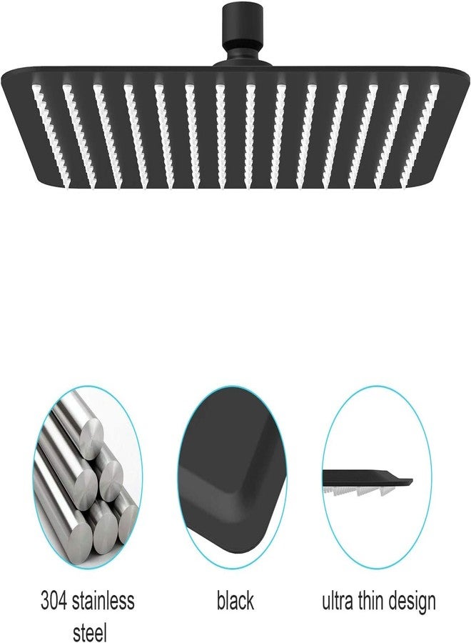 TOSCH Stainless Steel 304 8x8 INCHES Showerhead Grade High Pressure Square BLACK Extra Heavy Rainfall Ultra Slim Ceiling or Wall mount Overhead Shower Only (WITHOUT ARM) Black matte Finish - Image 5