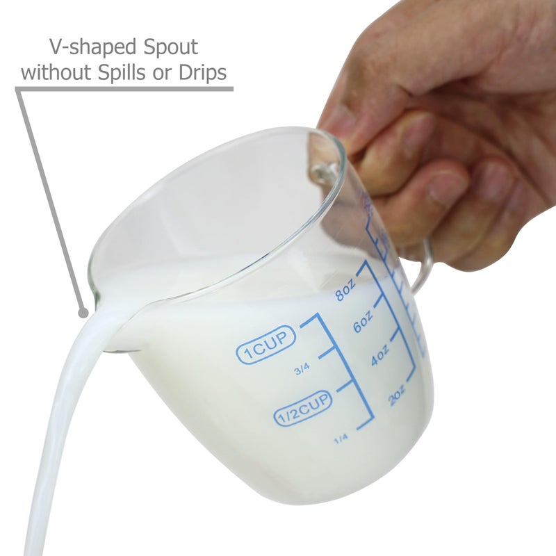 EIKS EIKS 9oz/250ml Glass Measuring Cups Coffee Milk Frothing Pitcher for for Espresso Cappuccino Latte Maker in Kitchen Restaurant  - Image 3