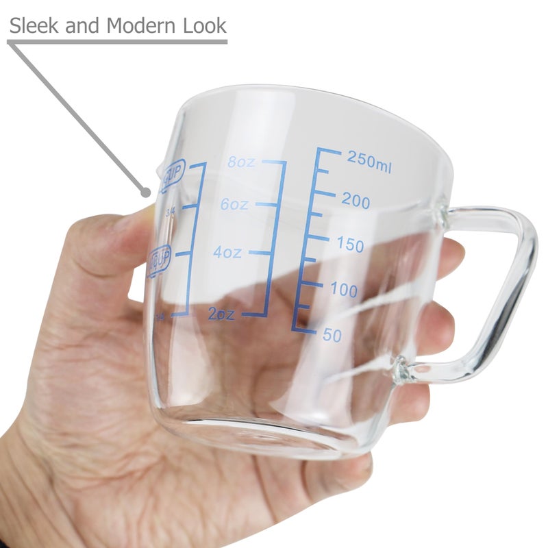 EIKS EIKS 9oz/250ml Glass Measuring Cups Coffee Milk Frothing Pitcher for for Espresso Cappuccino Latte Maker in Kitchen Restaurant  - Image 5