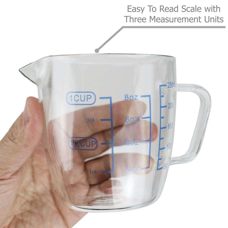 EIKS EIKS 9oz/250ml Glass Measuring Cups Coffee Milk Frothing Pitcher for for Espresso Cappuccino Latte Maker in Kitchen Restaurant  - Image 4
