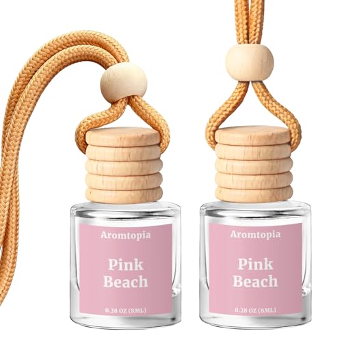 AROMTOPIA Car Air Fresheners 2 Packs Aromtopia Pink Beach Essential Oil Freshener for Cars Cute Hanging Car Fragrance Diffuser for Women Men LongLasting Car Fragrance Gift - Image 1