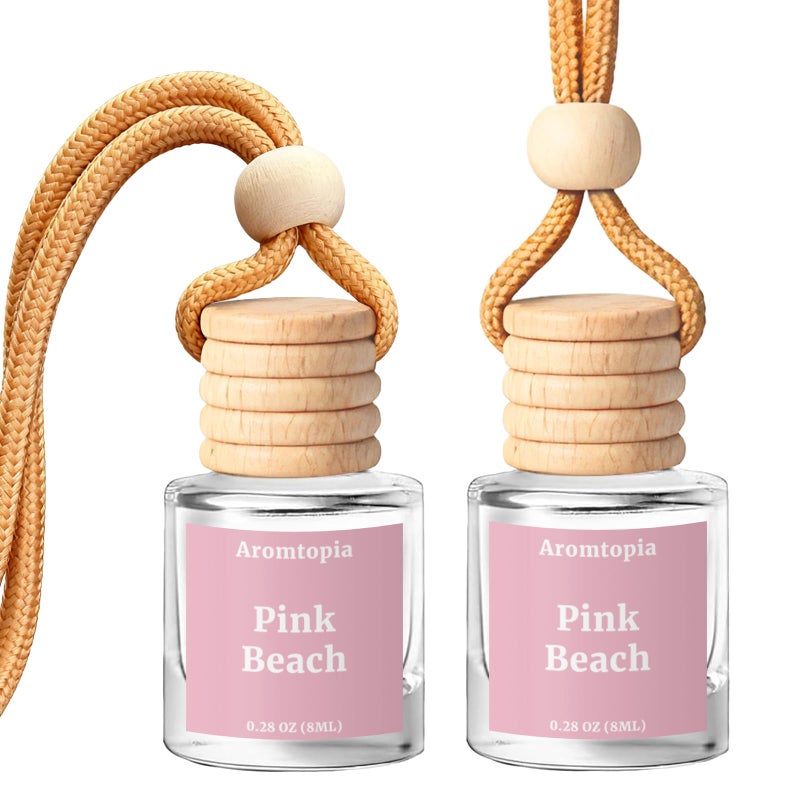 AROMTOPIA Car Air Fresheners 2 Packs Aromtopia Pink Beach Essential Oil Freshener for Cars Cute Hanging Car Fragrance Diffuser for Women Men LongLasting Car Fragrance Gift - Image 2