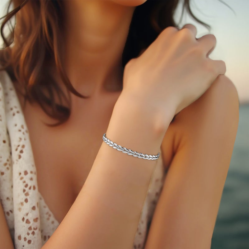 Waves by L'azurde Waves Braided Chain Bracelet In Silver - Image 2