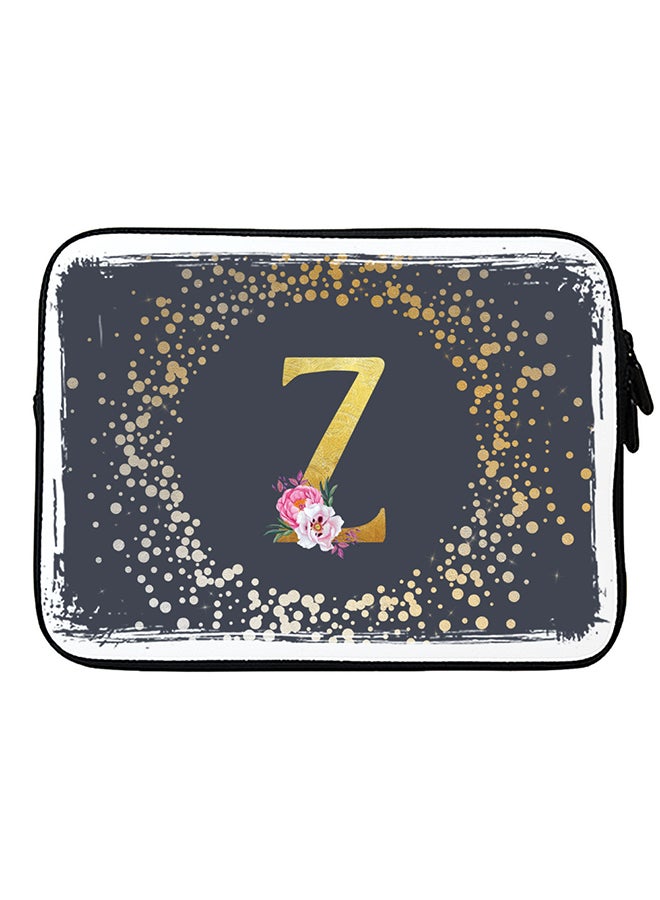 Stylizedd Laptop Sleeve Bag for Macbook 13, 14, 15, 16 inch- Custom Monogram Initial Letter Floral Pattern Alphabet - Z  (Grey)  - Image 1