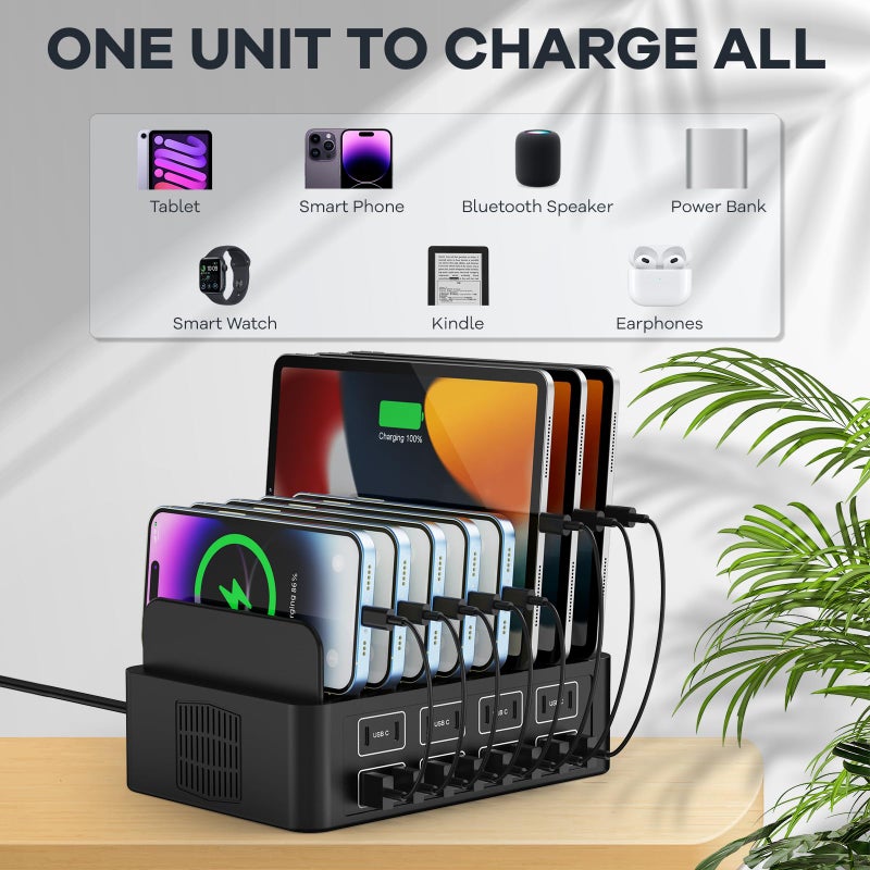 RUANSZZ 150W/35A Charging Station for Multiple Devices, RUANSZZ 16 Port USB~C Fast Charging Station, Multiple Charger Organizer Compatible with Cell Phone, iPad, Kindle, Tablet and Other Electronic - Image 3