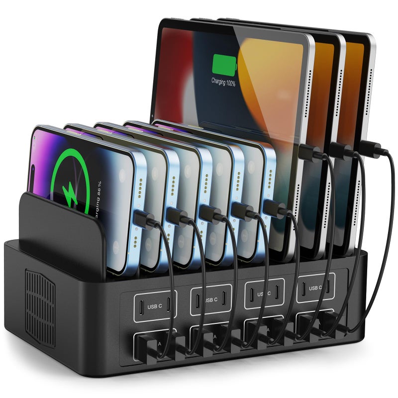 RUANSZZ 150W/35A Charging Station for Multiple Devices, RUANSZZ 16 Port USB~C Fast Charging Station, Multiple Charger Organizer Compatible with Cell Phone, iPad, Kindle, Tablet and Other Electronic - Image 1