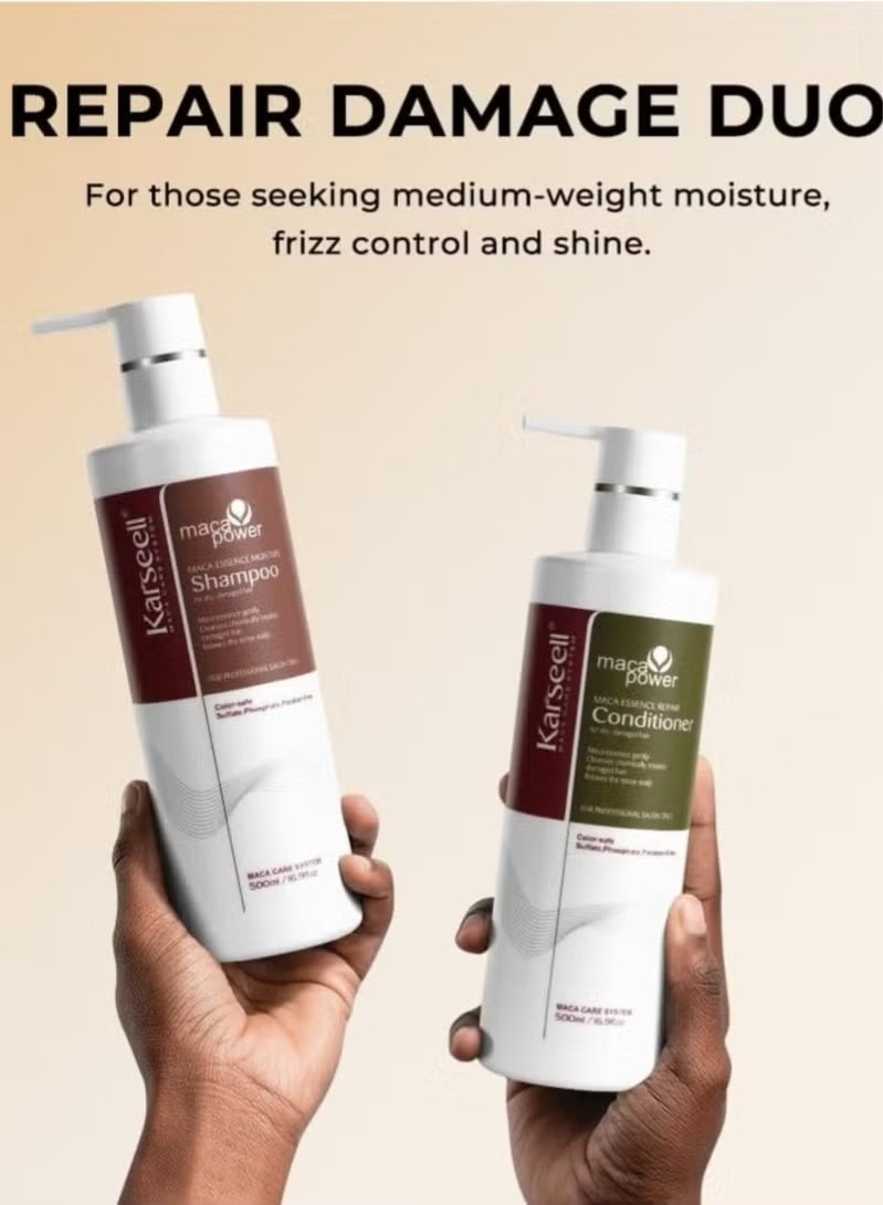 Karseell مجموعة شامبو وبلسم زيت الأركان – إصلاح عميق واستعادة للشعر الجاف والتالف والمعالج بالألوان – غنية بزيت الأركان المغربي لترطيب مكثف وتغذية - Image 2