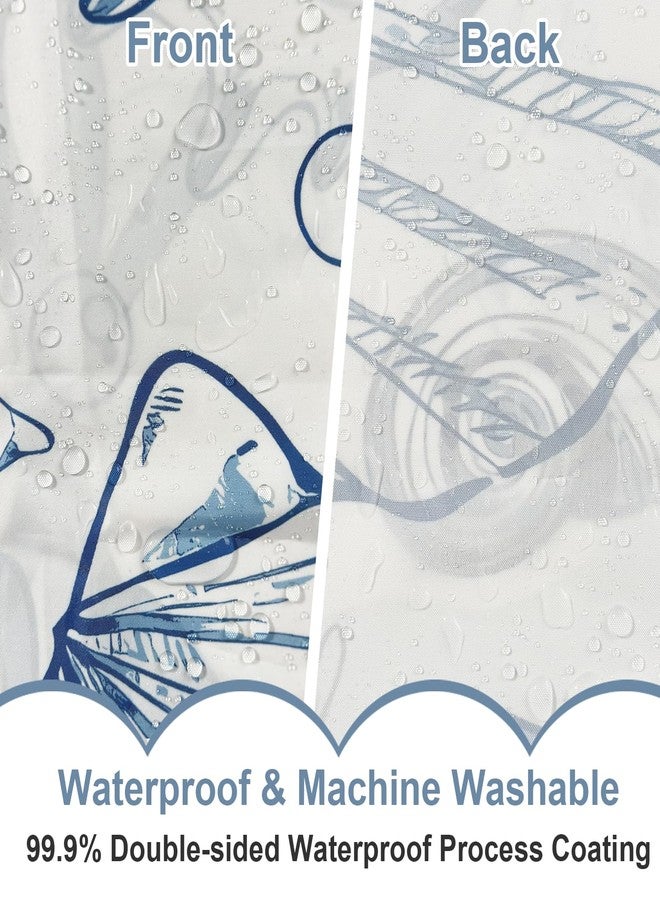 Baccessor Blue Beach Shower Curtain 72 W x72 H Inch,Coastal Ocean Starfish Seashell Bows Waterproof Polyester Fabric Spring Summer Bathroom Bath Home Decor with Hooks - Image 4
