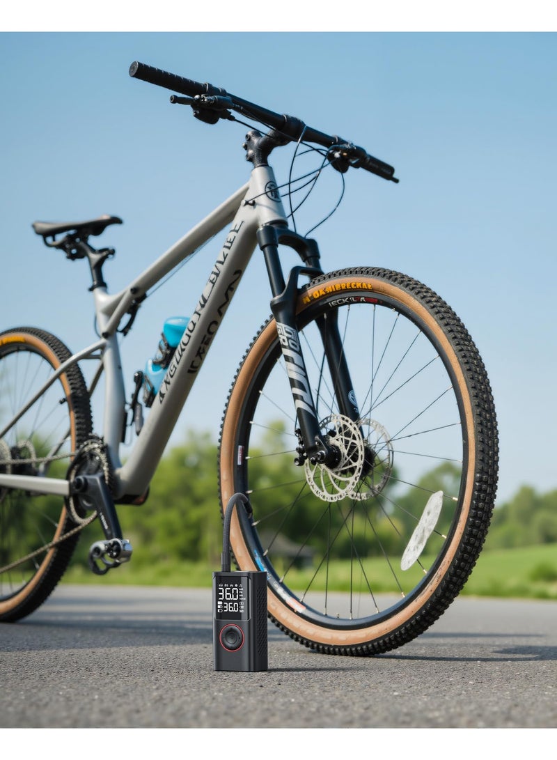 Portable Tire Air Compressor, 150PSI Cordless Bike Pump, Car Motorcycle Bike Air Pump Balls with Pressure Gauge, LED Light and Accessories - Image 2