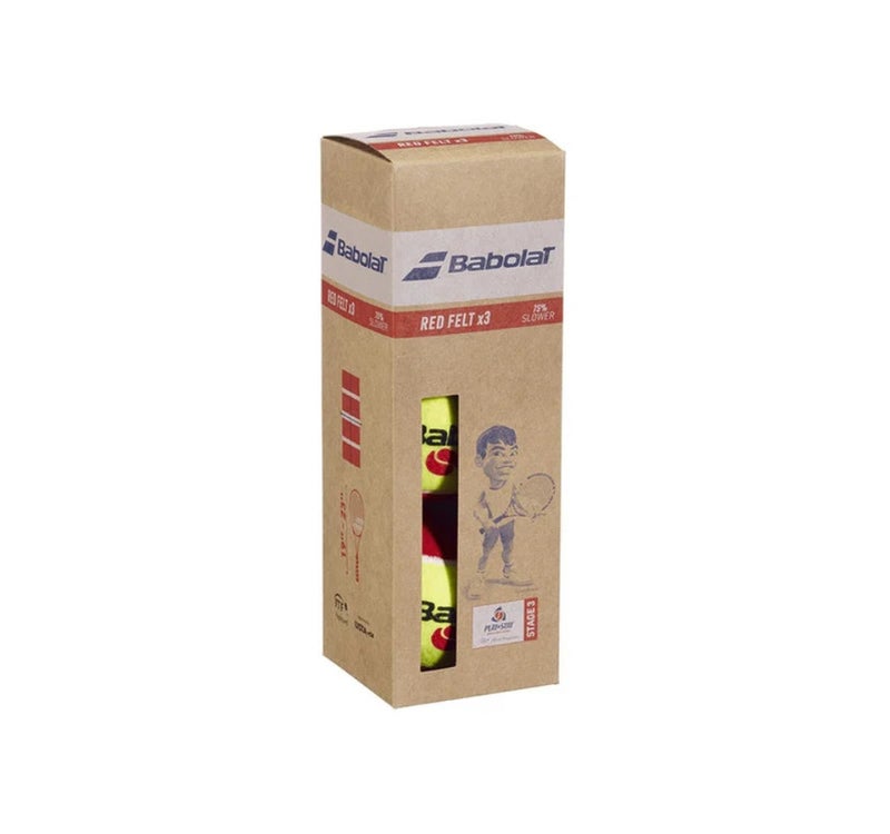 كرات تنس بابولات حمراء من اللباد – عبوة 3 كرات للمبتدئين، ارتداد أبطأ بنسبة 75% للتدريب والممارسة الممتعة