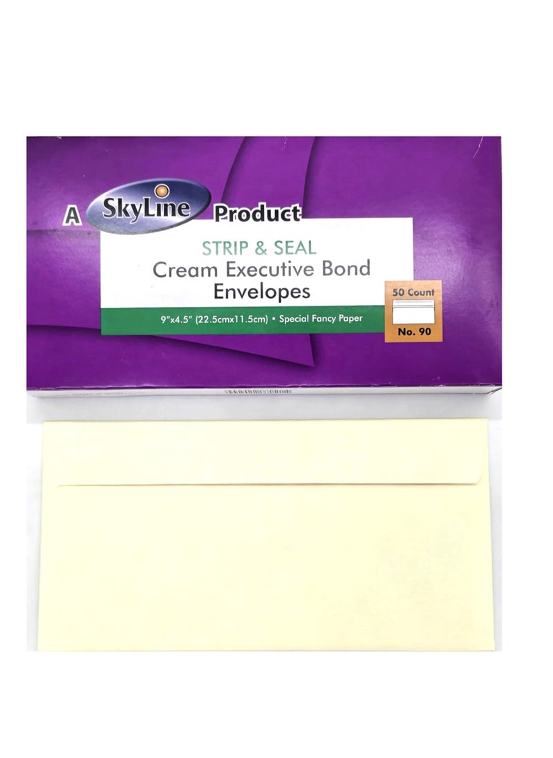 SKYLINE Skyline 9" x 4" Cream Laid Finish Envelopes (100 Gsm) Size 11.5cm x 22.5 cm  - Image 1