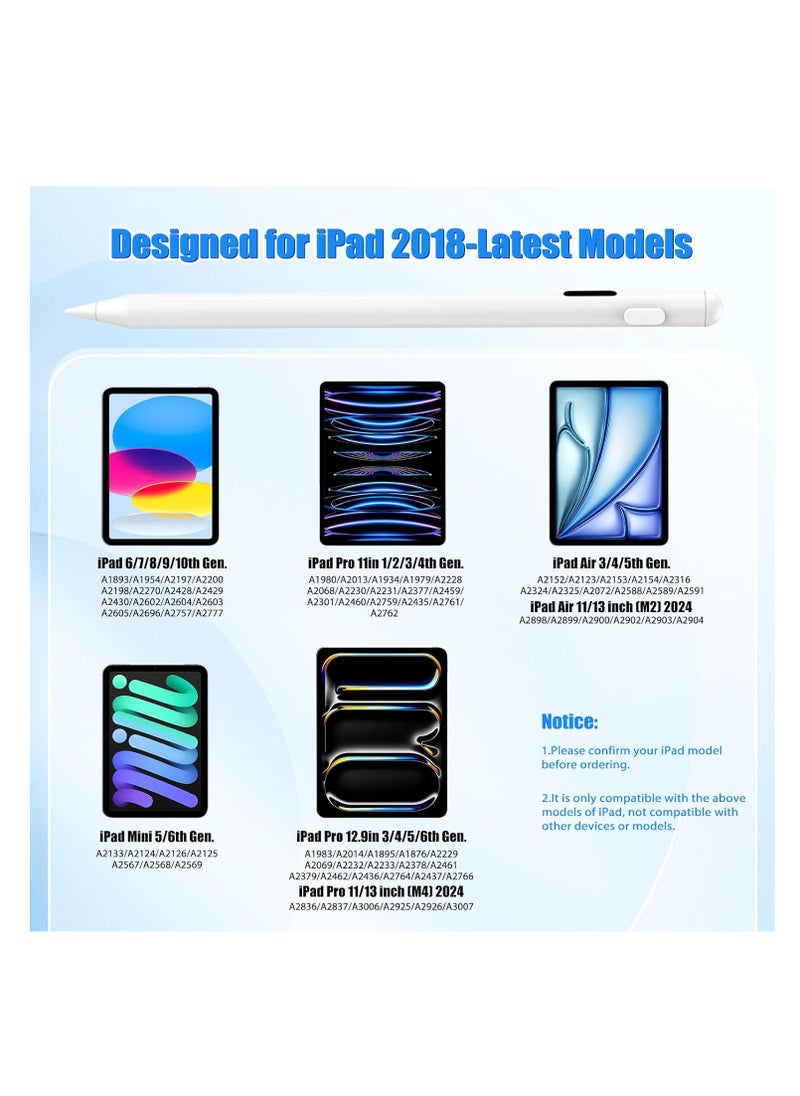 Generic - Stylus Pen with Tilt Sensitive & Palm Rejection with LED Battery Display , Active Pencil Compatible with (2018-2023) Apple iPad Pro (11/12.9 Inch),iPad Air 3/4/5,iPad10/9/8/7/6, iPad Mini 5/6 - Image 1