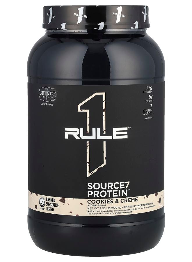 Source7 Protein Powder Drink Mix Cookies & Creme 2.03 lb (920 g)