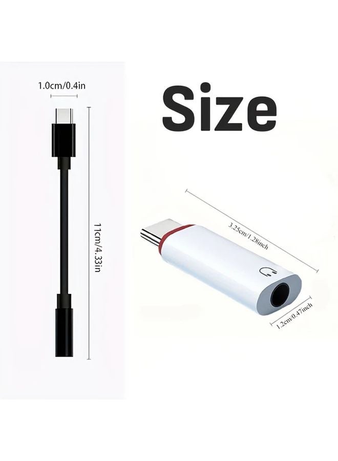 2Pack Black White USB C To 3 5mm Female Headphone Jack Aux Audio Adapter For iPhone 16 15 Samsung Galaxy - Image 3