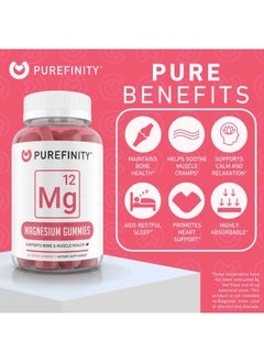 PUREFINITY Magnesium Citrate Gummies 600 mg for Adults – High Absorption Supplement for Cramps, Muscle Recovery, Sleep, Bone, and Energy Support – Non-GMO, Allergen Free – 60 Vegan Gummies  - Image 2