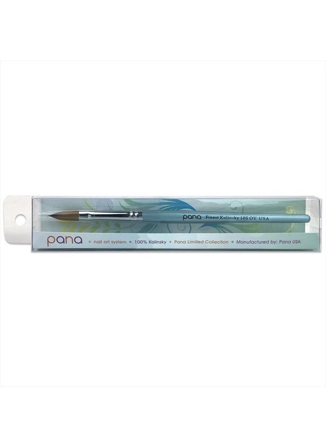 Pure Kolinsky Hair Acrylic Nail Brush - Oval Crimped Teal Wood Handle (Size 10)