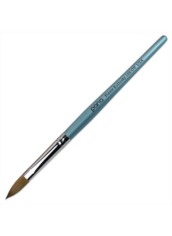 Pure Kolinsky Hair Acrylic Nail Brush - Oval Crimped Teal Wood Handle (Size 10)