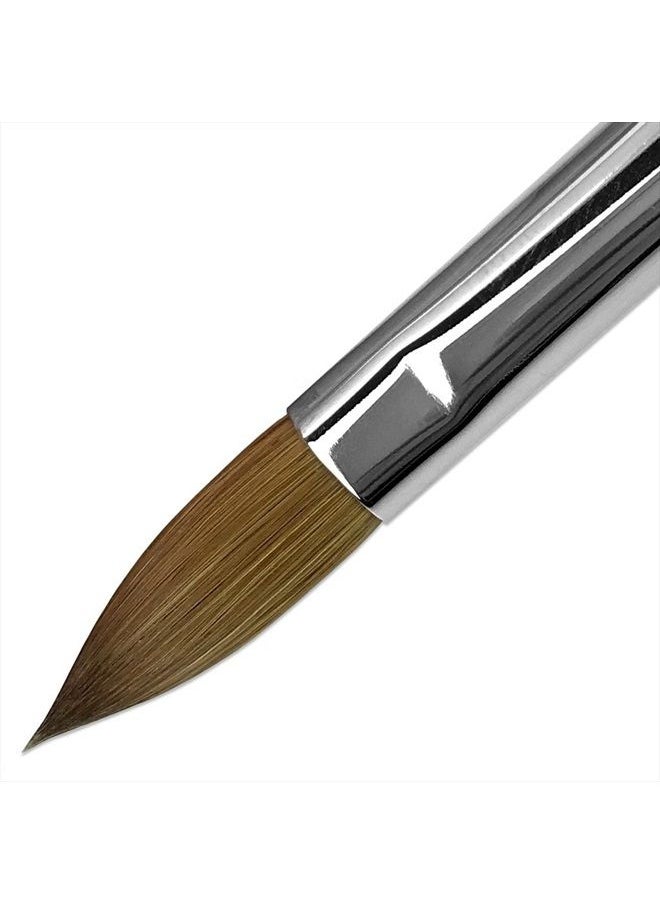 Pure Kolinsky Hair Acrylic Nail Brush - Oval Crimped Teal Wood Handle (Size 10)