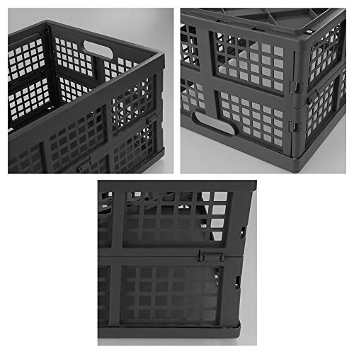 Ramddy 34 Quart Collapsible Storage Crate, 3 Packs Plastic Folding Storage Basket Bin, Grey - Image 5