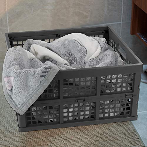 Ramddy 34 Quart Collapsible Storage Crate, 3 Packs Plastic Folding Storage Basket Bin, Grey - Image 3