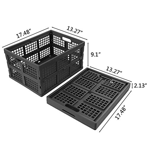 Ramddy 34 Quart Collapsible Storage Crate, 3 Packs Plastic Folding Storage Basket Bin, Grey - Image 2