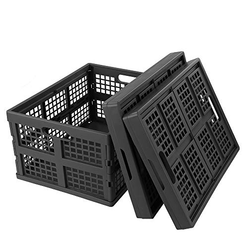 Ramddy 34 Quart Collapsible Storage Crate, 3 Packs Plastic Folding Storage Basket Bin, Grey - Image 1