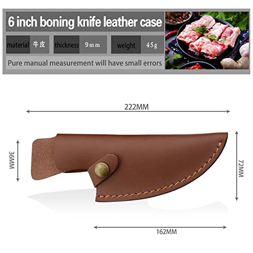Koolouispoper 5.5"6" Inch Knife Sheath Leather Case For Fixed Blade Serbian Boning Knife Holder Outdoor Tool Belt Loop Clip Knives Scabbard (6 Inch Brown) - Image 2