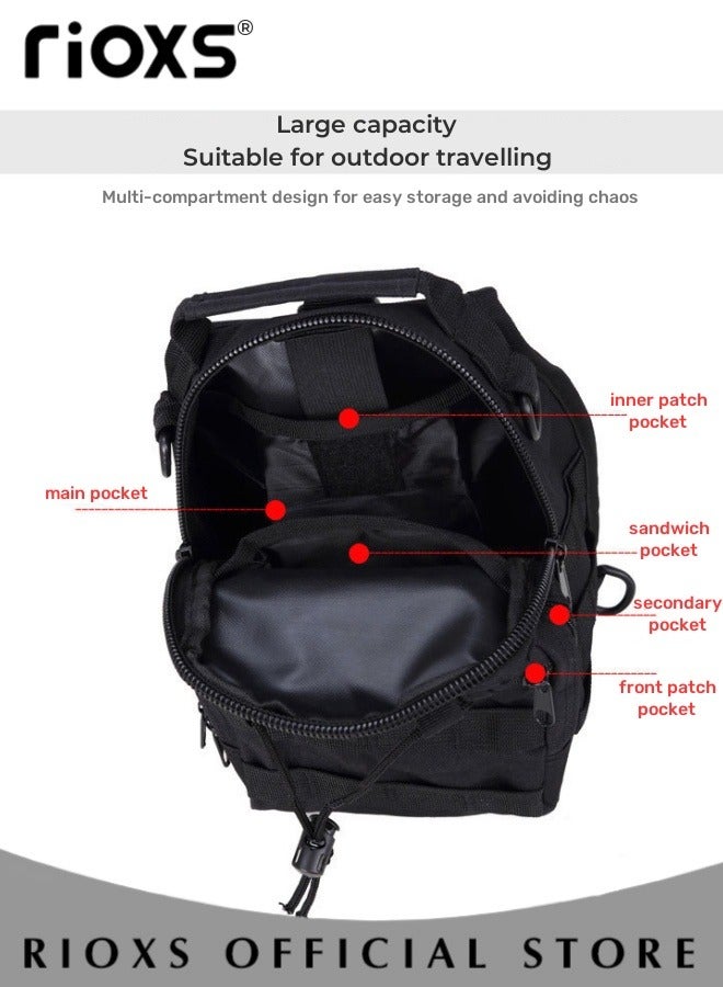 RIOXS Mens Tactical Shoulder Sling Bag Small Outdoor Chest Pack Military Multifunctional Shoulder Messenger Crossbody with Storage Accessory Bag for Traveling Hiking Camping - Image 4
