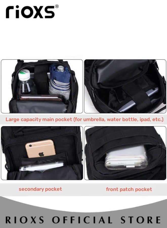 RIOXS Mens Tactical Shoulder Sling Bag Small Outdoor Chest Pack Military Multifunctional Shoulder Messenger Crossbody with Storage Accessory Bag for Traveling Hiking Camping - Image 5