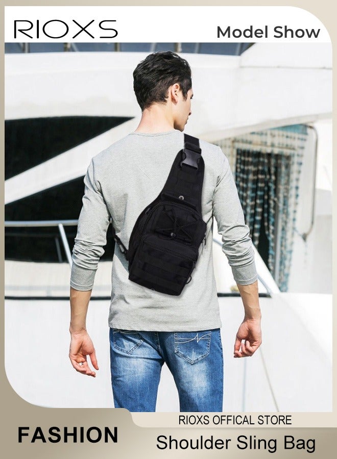 RIOXS Mens Tactical Shoulder Sling Bag Small Outdoor Chest Pack Military Multifunctional Shoulder Messenger Crossbody with Storage Accessory Bag for Traveling Hiking Camping - Image 1