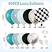 Togvu Race Car Balloons Garland Arch Kit Dusty Blue Balloons Green Black Balloon Pale Blue Metallic Silver Balloon Arch Kit with Checkered Foil Balloon for Car Fast Birthday Baby Shower Party Decorations - Image 2