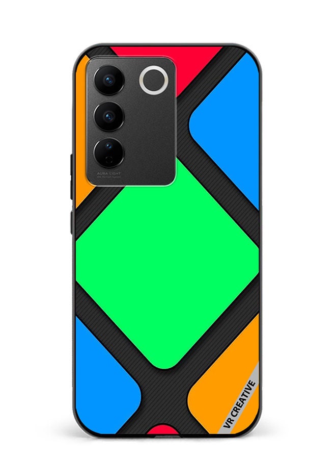 Protective Case Cover For Vivo V27 Abstract Design Multicolour