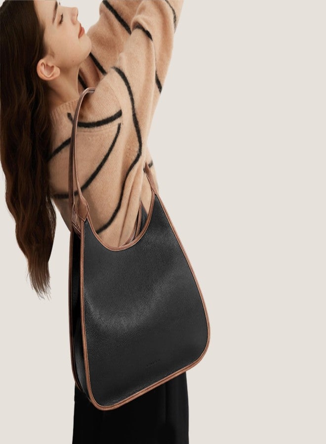 SENDEFN Leather Tote Bag for Women Hobo Bags Work Slouch Shoulder Purse Ladies Top Handle Handbag Women Satchel Purse with Zipper Pocket - Image 2