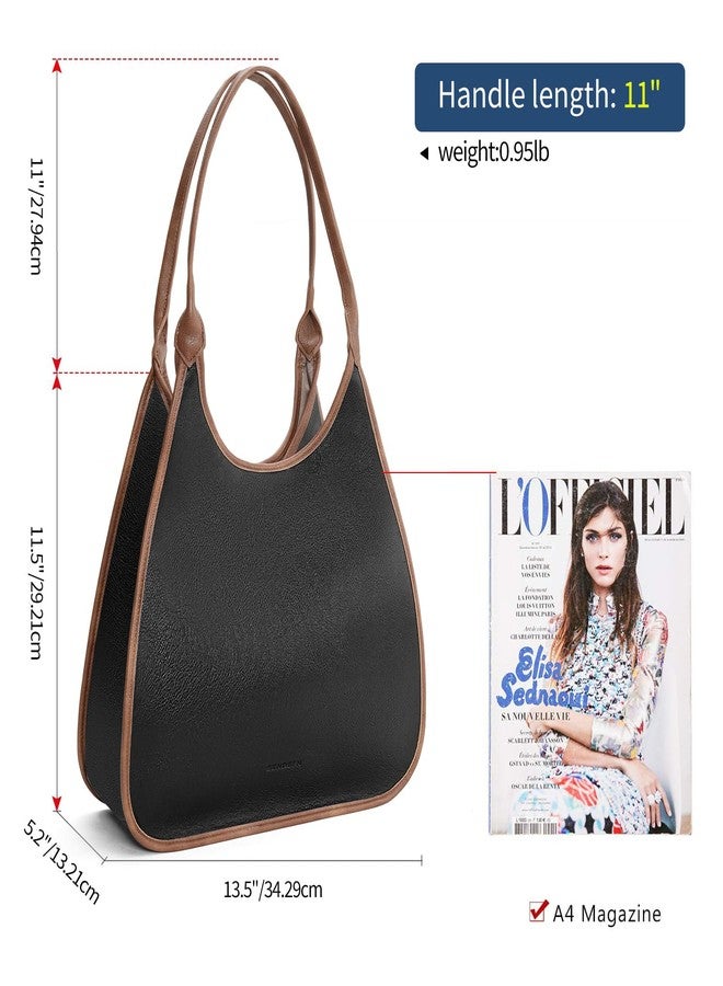 SENDEFN Leather Tote Bag for Women Hobo Bags Work Slouch Shoulder Purse Ladies Top Handle Handbag Women Satchel Purse with Zipper Pocket - Image 3