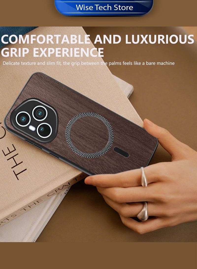 Wtech Honor 400 Pro 5G 2025 Wood Texture Strong Magnetic Case Plus Shell Shockproof Magsafe Hard PC Rear Case Cover (MCMPMN) - Walnut Wood - Image 4