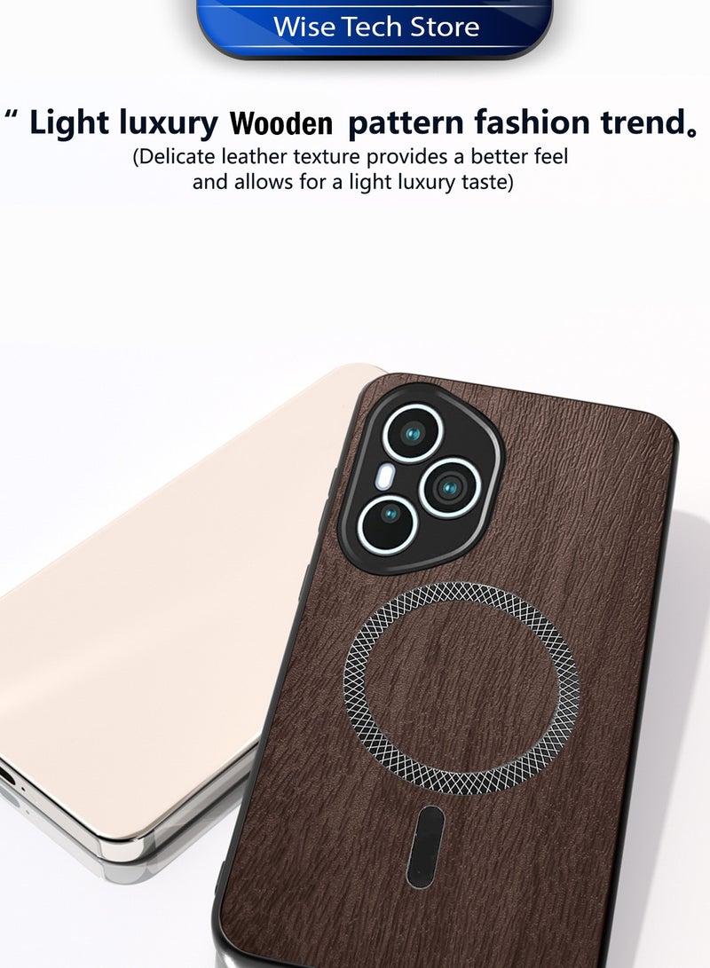 Wtech Honor 400 Pro 5G 2025 Wood Texture Strong Magnetic Case Plus Shell Shockproof Magsafe Hard PC Rear Case Cover (MCMPMN) - Walnut Wood - Image 2