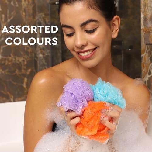 GUBB Exfoliating Loofah for Bathing | Bath Shower Loofah Sponge Scrubber | Perfect Loofah for Women and Men | Skin-friendly Gentle Exfoliator | Loufa/Luffa/Poof/Pouf | Pack of 3 (Multiple Colours) - Image 2