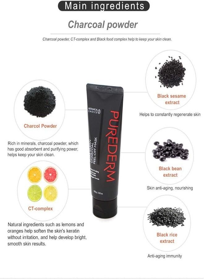 Purederm Pore Clean Charcoal Peel Off Mask 100gm - Image 2